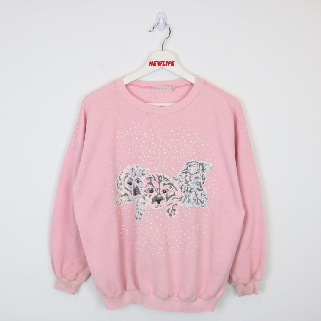 Vintage 80's Puppy and Kitten Nature Crewneck - M-NEWLIFE Clothing