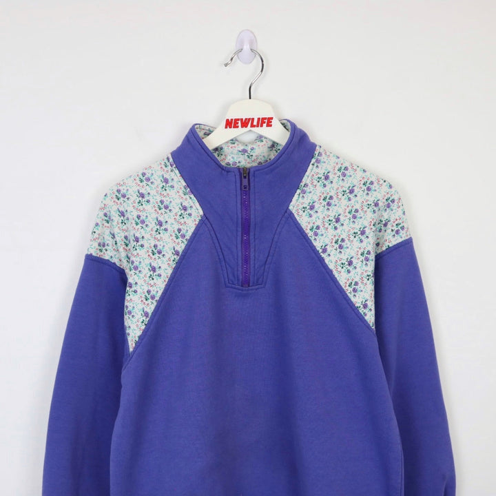 Vintage 90's Floral Quarter Zip Sweater - S-NEWLIFE Clothing