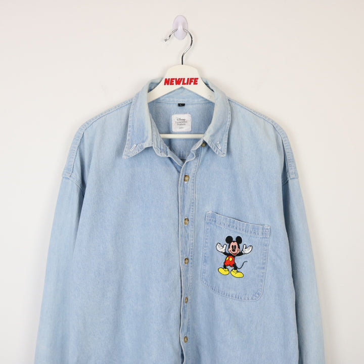 Vintage 90's Disney Mickey Mouse Denim Button Up - L-NEWLIFE Clothing