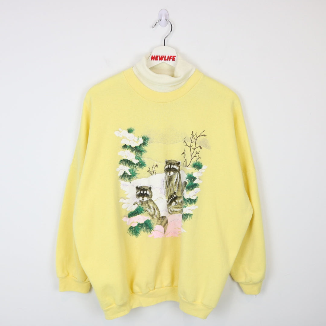 Vintage 80's Raccoon Nature Crewneck - L-NEWLIFE Clothing