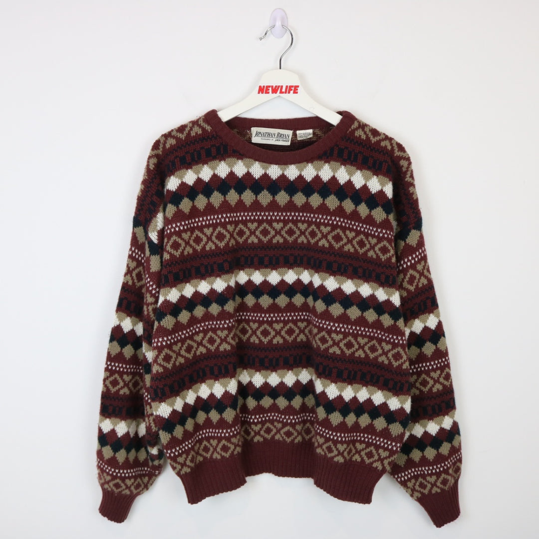 Vintage 80's Jonathan Bryan Patterned Knit Sweater - L-NEWLIFE Clothing