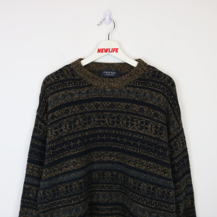 Vintage 90's Profilo Patterned Knit Sweater - L-NEWLIFE Clothing