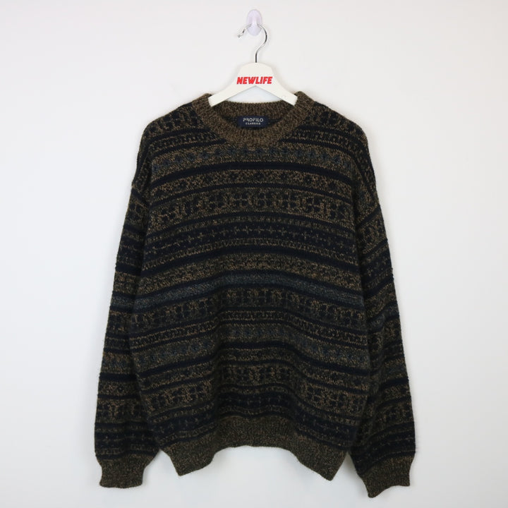 Vintage 90's Profilo Patterned Knit Sweater - L-NEWLIFE Clothing