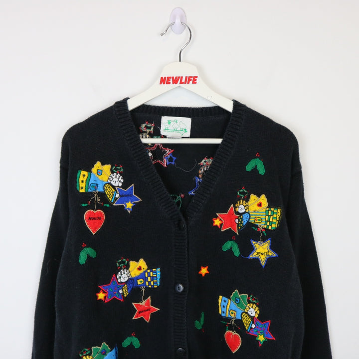 Vintage 90's Angels Knit Cardigan Sweater - L-NEWLIFE Clothing