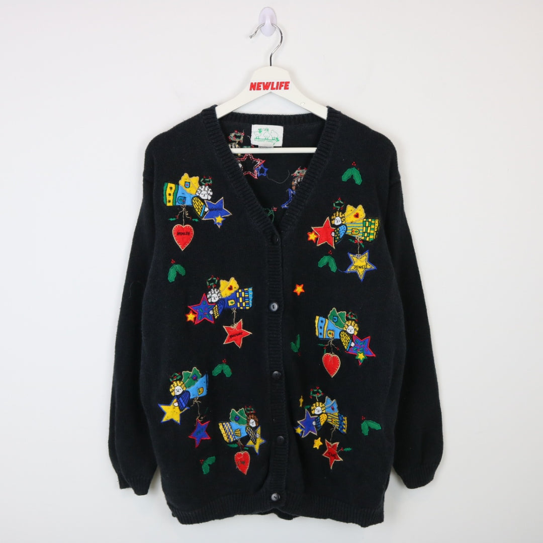 Vintage 90's Angels Knit Cardigan Sweater - L-NEWLIFE Clothing