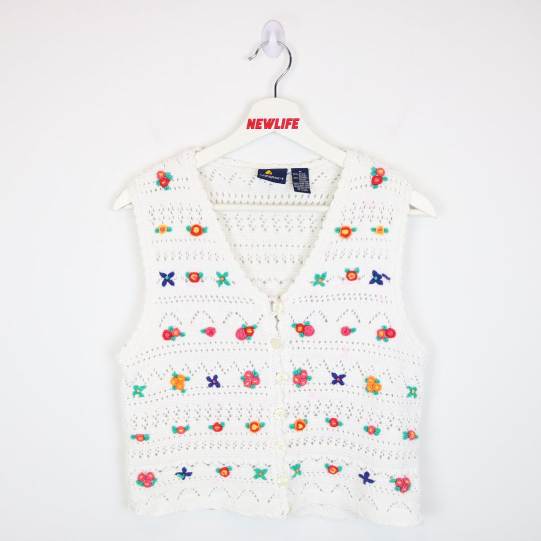 Vintage 90's Liz Sport Flower Knit Vest - S-NEWLIFE Clothing