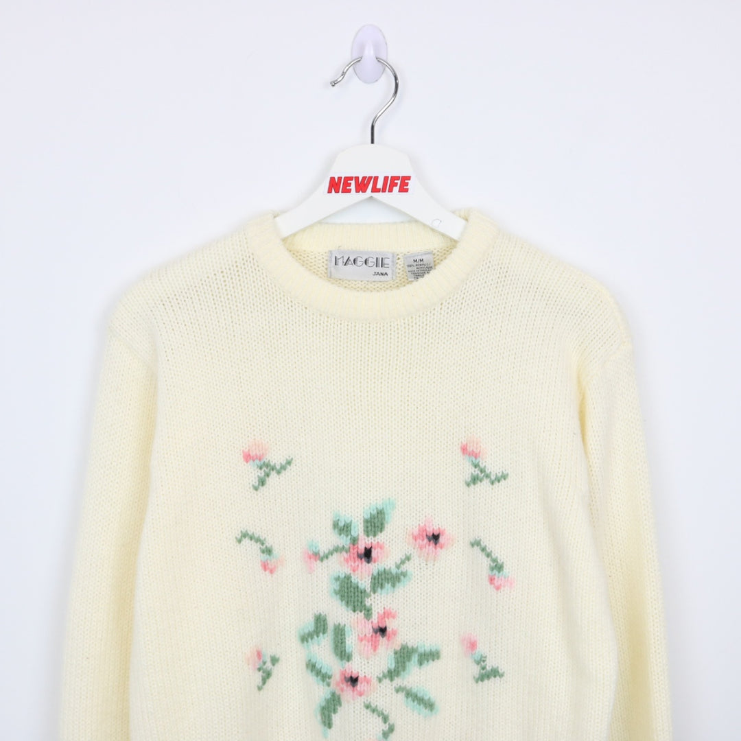 Vintage 80's Flower Nature Knit Sweater - S-NEWLIFE Clothing