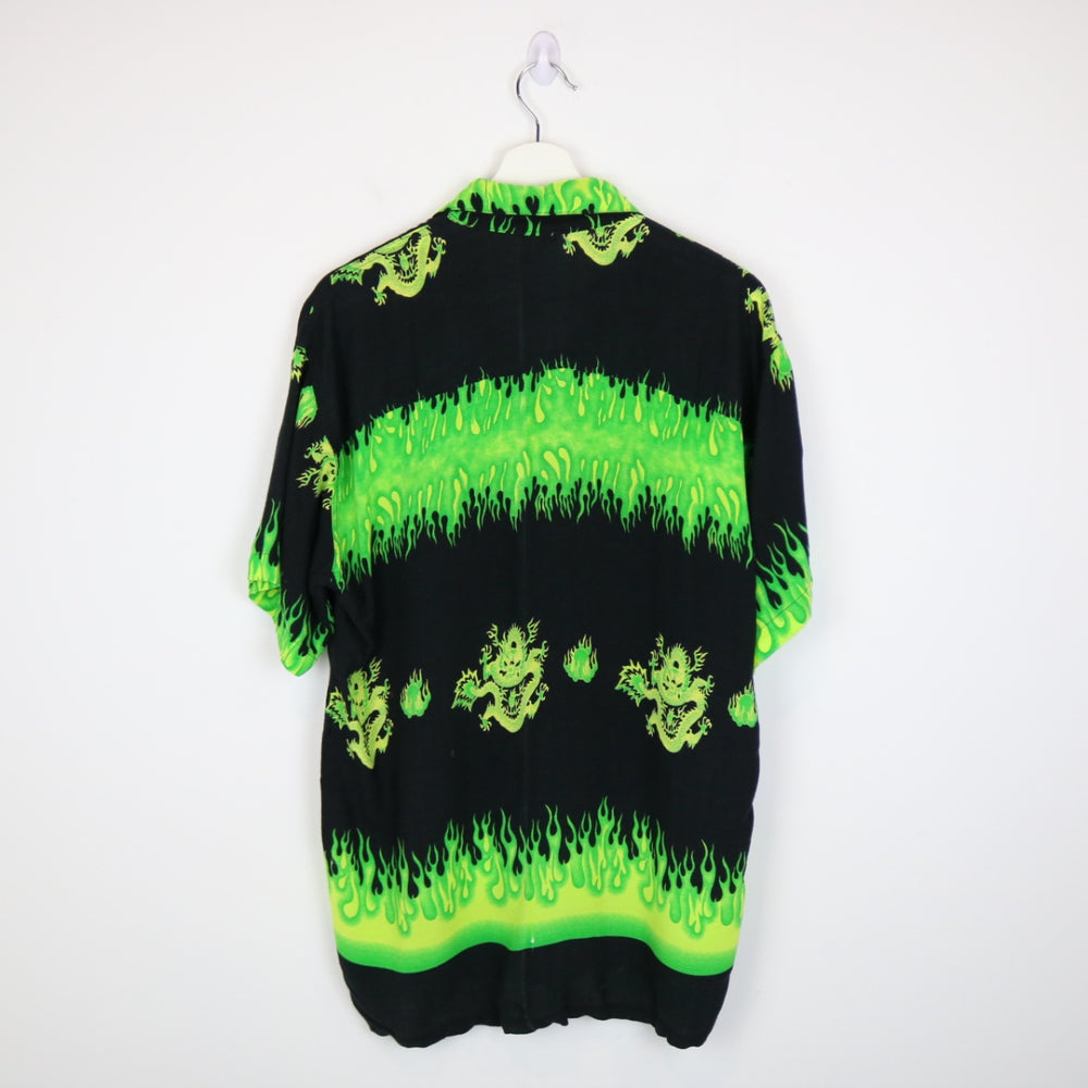 Y2K Dragon Flame Short Sleeve Button Up - M-NEWLIFE Clothing
