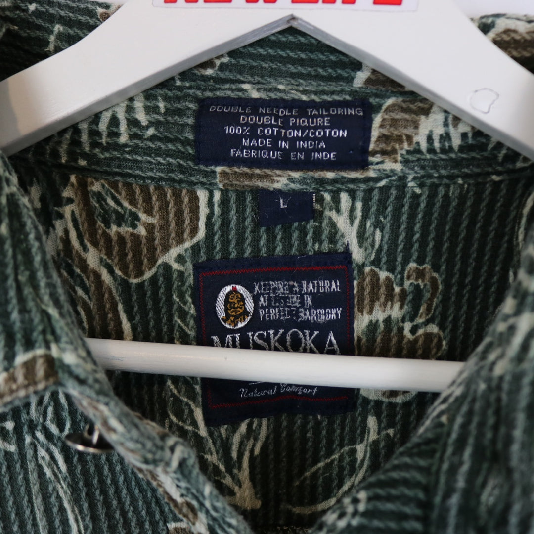 Vintage 90's Muskoka Lakes Textured Flower Polo Shirt - L-NEWLIFE Clothing