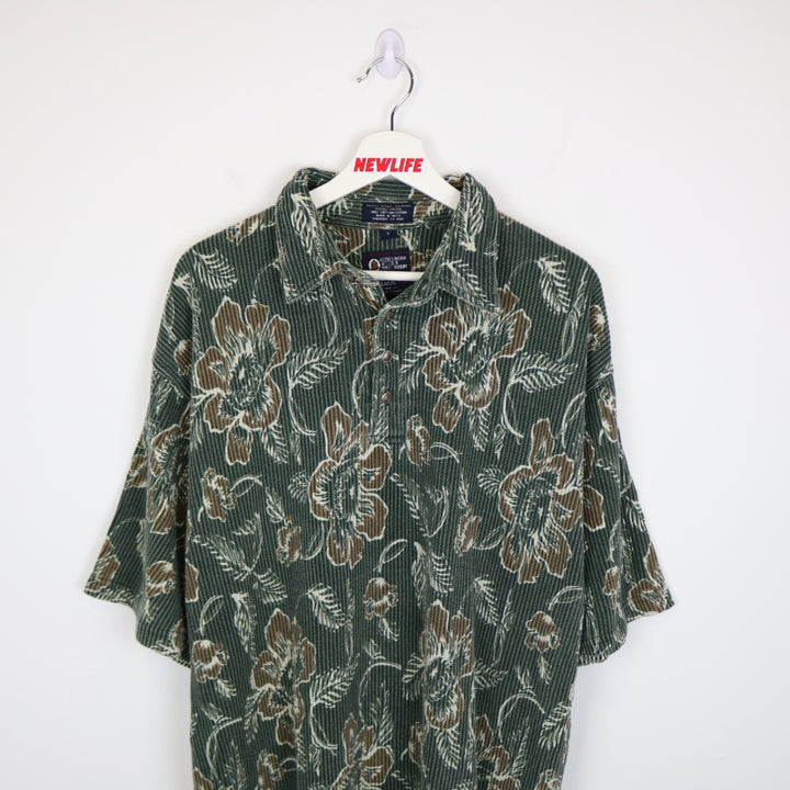 Vintage 90's Muskoka Lakes Textured Flower Polo Shirt - L-NEWLIFE Clothing