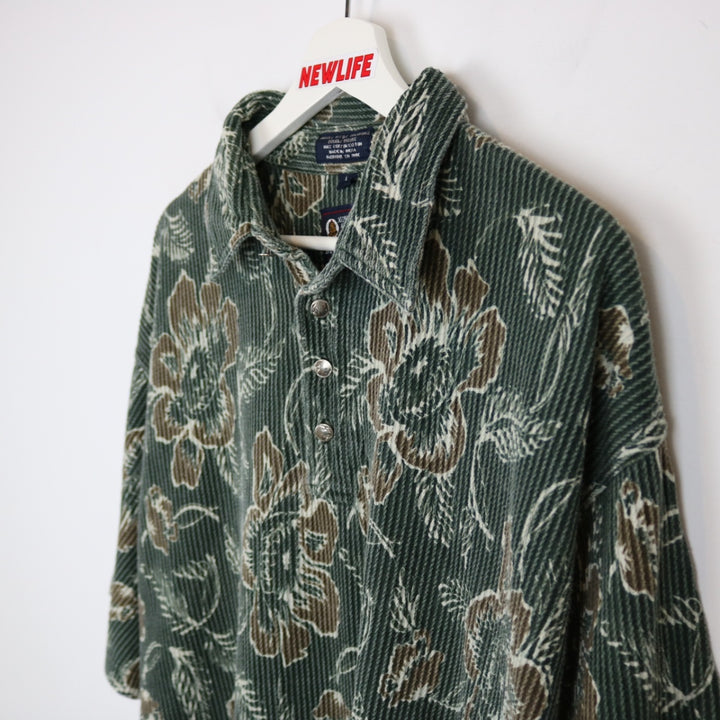 Vintage 90's Muskoka Lakes Textured Flower Polo Shirt - L-NEWLIFE Clothing