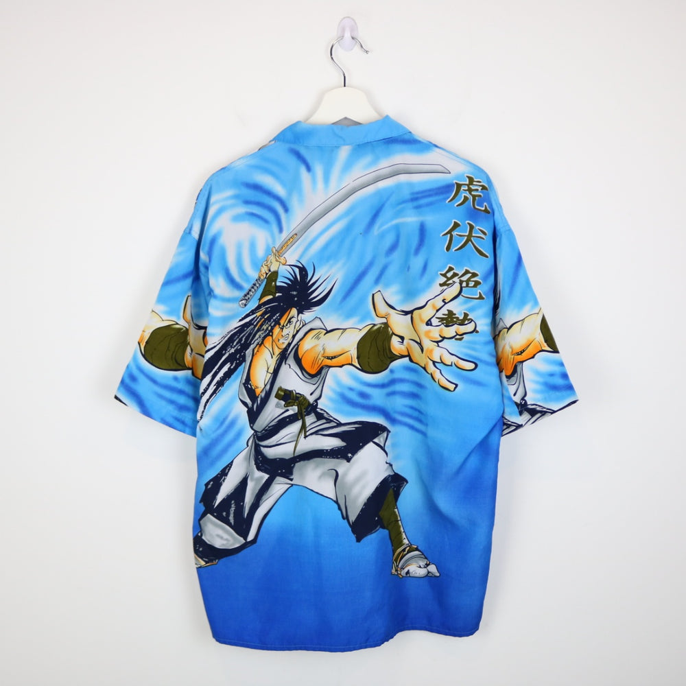 Vintage 00's Samurai AOP Short Sleeve Button Up - L-NEWLIFE Clothing