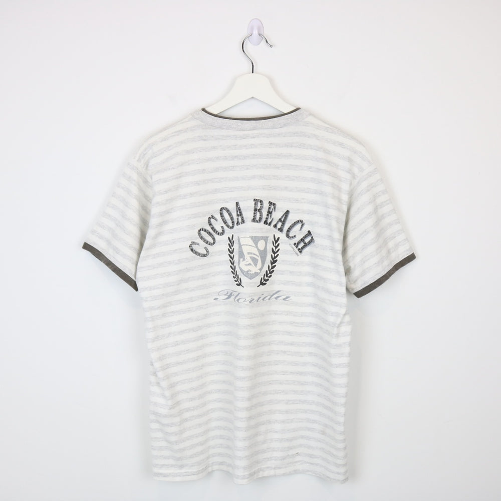 Vintage 90's Cocoa Beach Florida Striped Tee - M-NEWLIFE Clothing