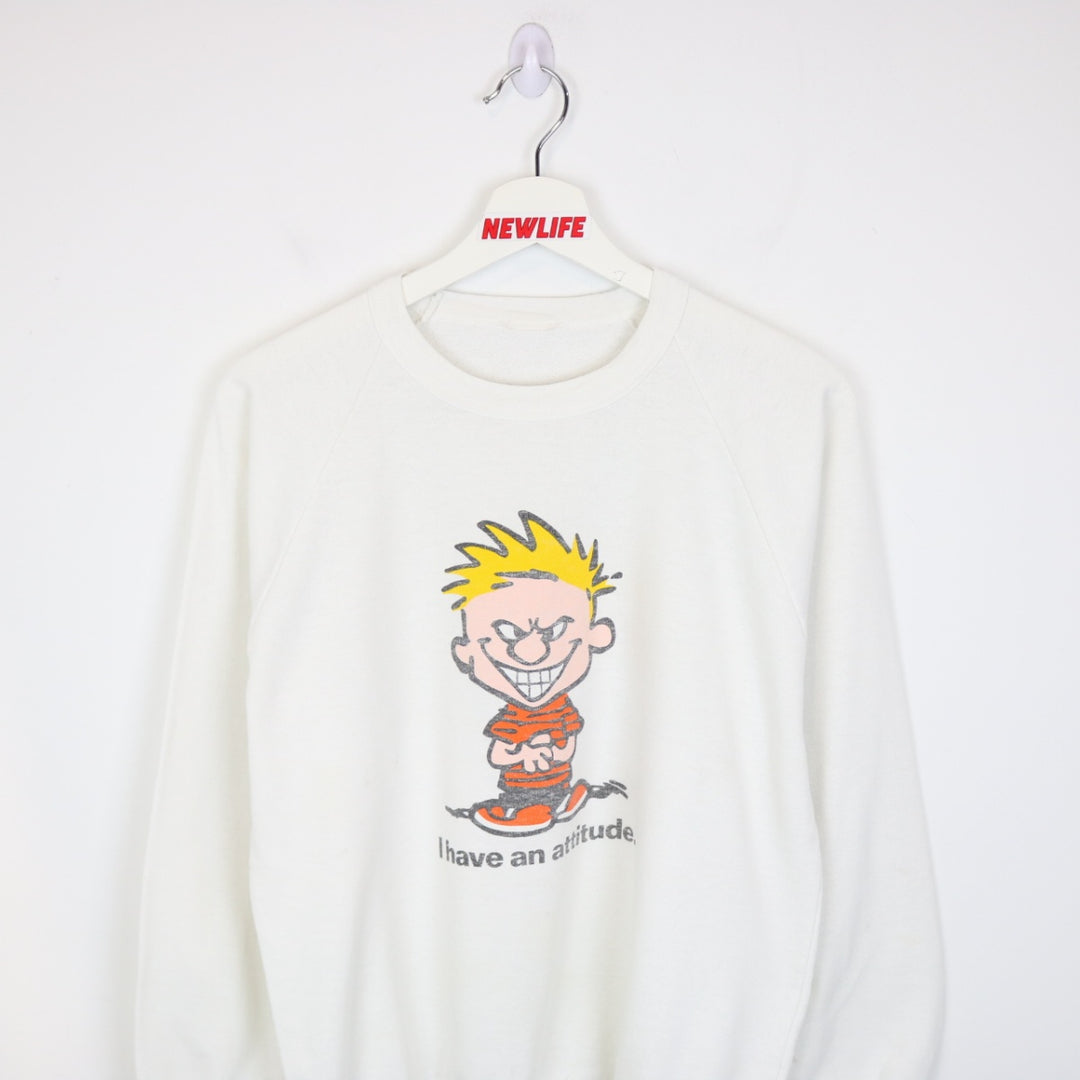 Vintage 80's I Have An Attitude Calvin Crewneck - S-NEWLIFE Clothing