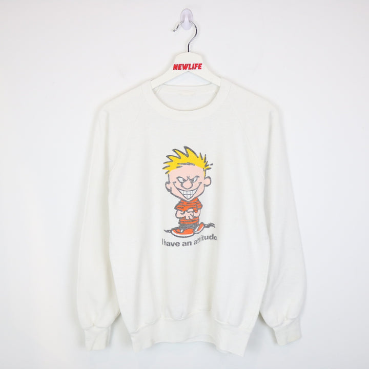 Vintage 80's I Have An Attitude Calvin Crewneck - S-NEWLIFE Clothing