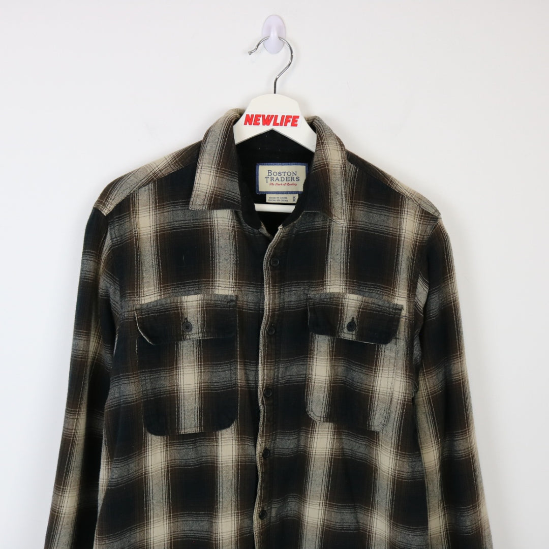 00's Boston Traders Fleece Lined Plaid Flannel Button Up - S-NEWLIFE Clothing