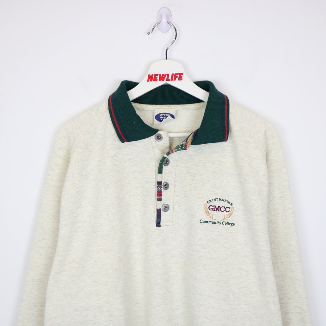 Vintage 90's Grant MacEwan College Collared Crewneck - L-NEWLIFE Clothing