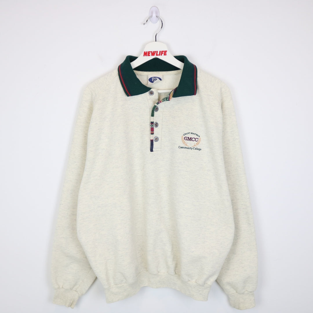Vintage 90's Grant MacEwan College Collared Crewneck - L-NEWLIFE Clothing