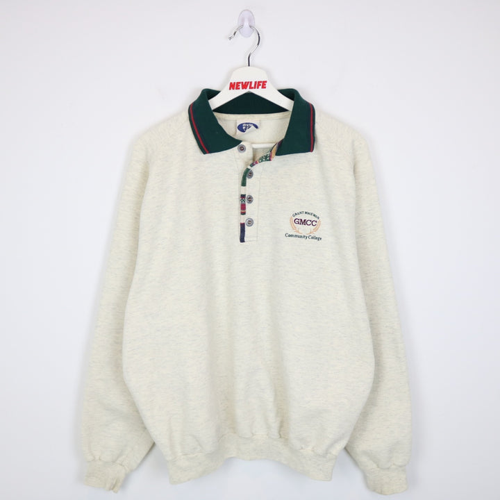 Vintage 90's Grant MacEwan College Collared Crewneck - L-NEWLIFE Clothing