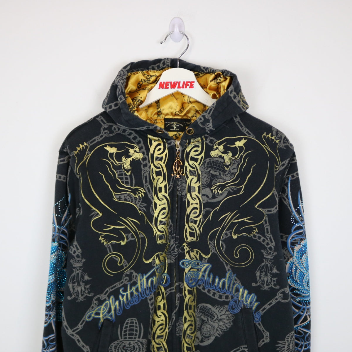Vintage Y2K Christian Audigier Zip Up Hoodie - M – NEWLIFE Clothing Vintage Y2K Christian Audigier Zip Up Hoodie - M – NEWLIFE Clothing