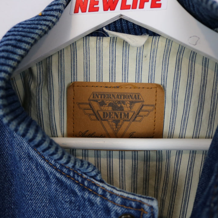 Vintage 90's International Denim Varsity Jacket - L-NEWLIFE Clothing