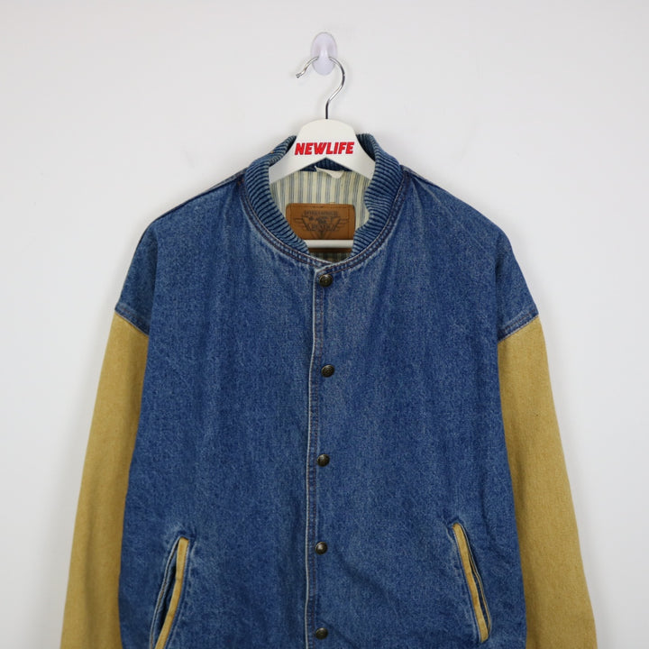 Vintage 90's International Denim Varsity Jacket - L-NEWLIFE Clothing