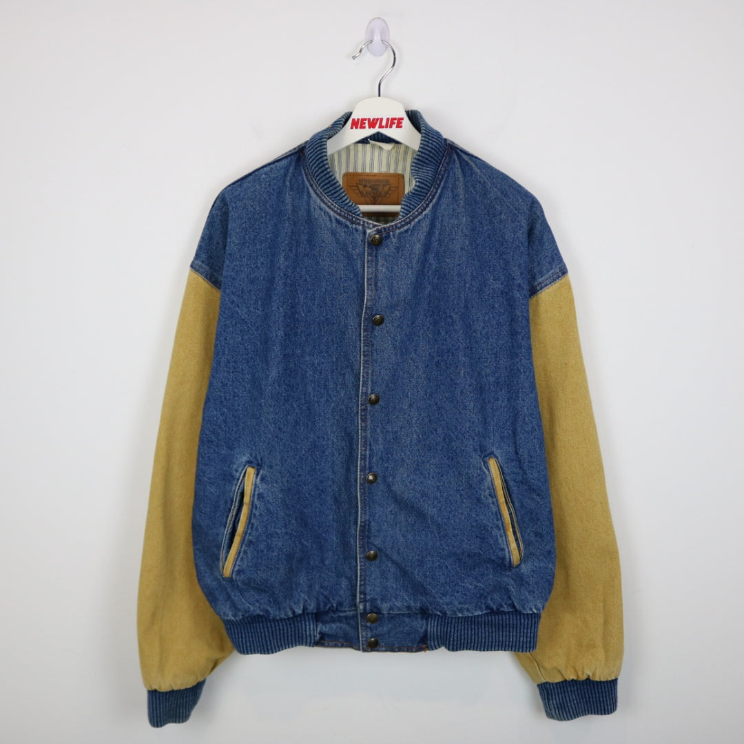 Vintage 90's International Denim Varsity Jacket - L-NEWLIFE Clothing