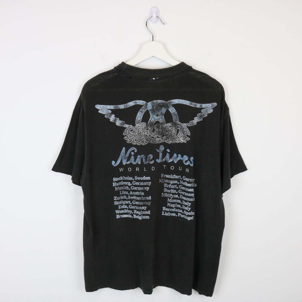 Vintage 1997 Aerosmith World Tour Nine Lives Band Tee - L-NEWLIFE Clothing