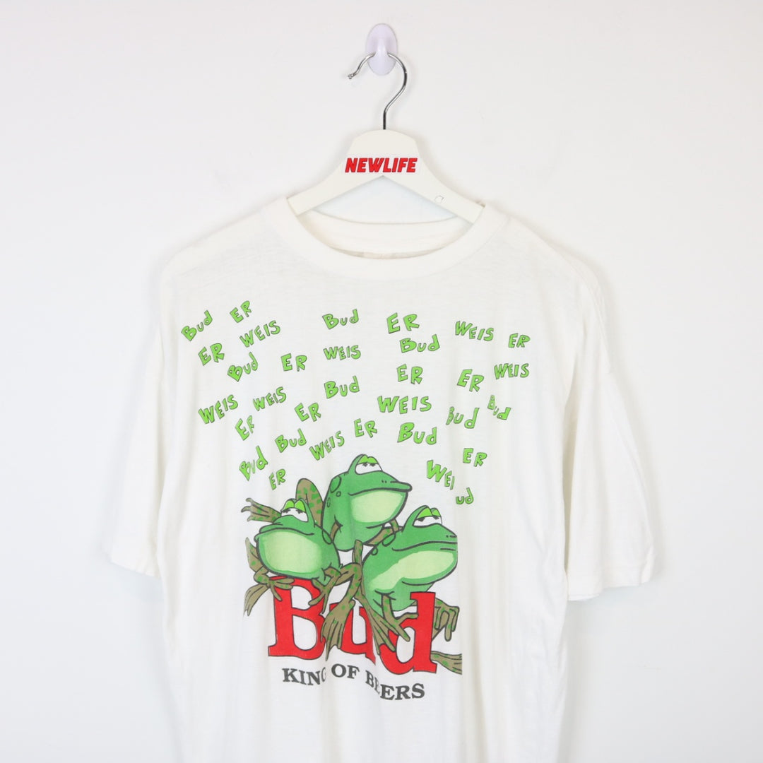 Vintage 80's Budweiser Beer Frog Tee - L-NEWLIFE Clothing