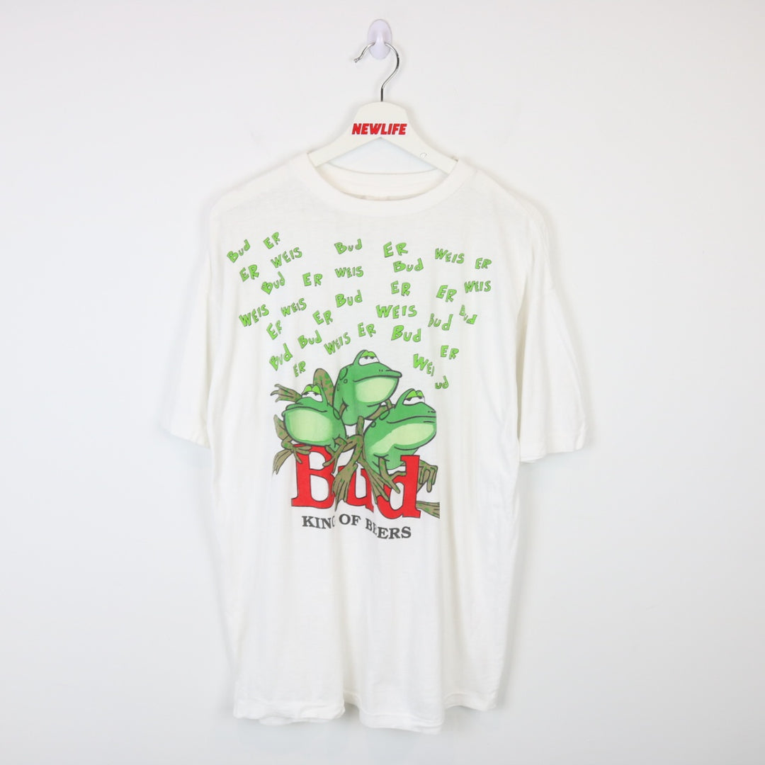 Vintage 80's Budweiser Beer Frog Tee - L-NEWLIFE Clothing