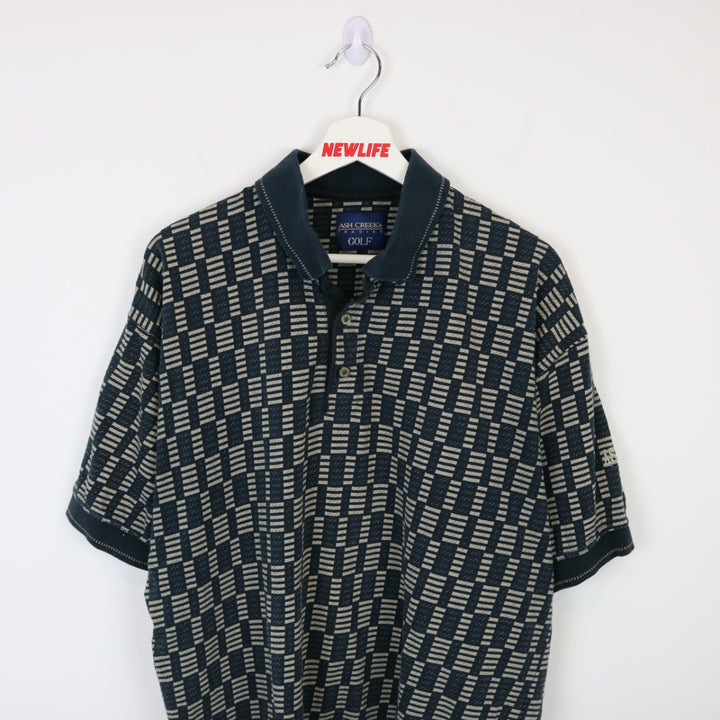 Vintage 90's Ash Creek Patterned Polo Shirt - L-NEWLIFE Clothing