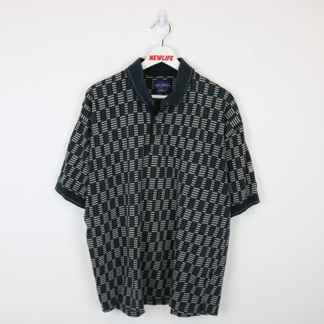 Vintage 90's Ash Creek Patterned Polo Shirt - L-NEWLIFE Clothing