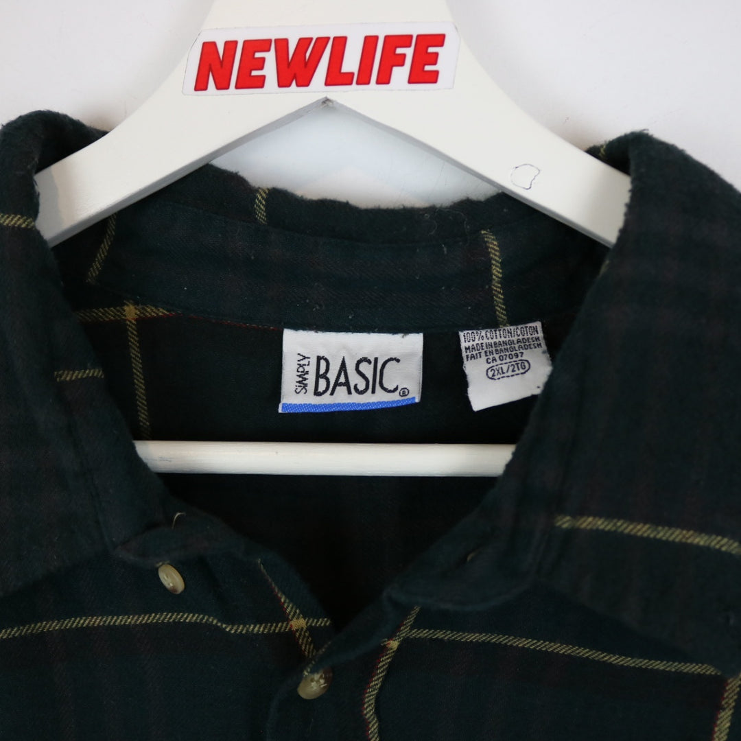 Vintage 90's Simply Basisc Plaid Flannel Button Up - XXL-NEWLIFE Clothing