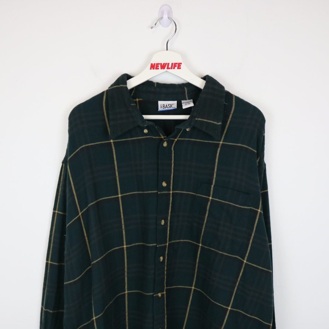 Vintage 90's Simply Basisc Plaid Flannel Button Up - XXL-NEWLIFE Clothing