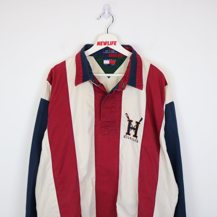Vintage 90's Tommy Hilfiger Striped Long Sleeve Polo Shirt - XXL-NEWLIFE Clothing