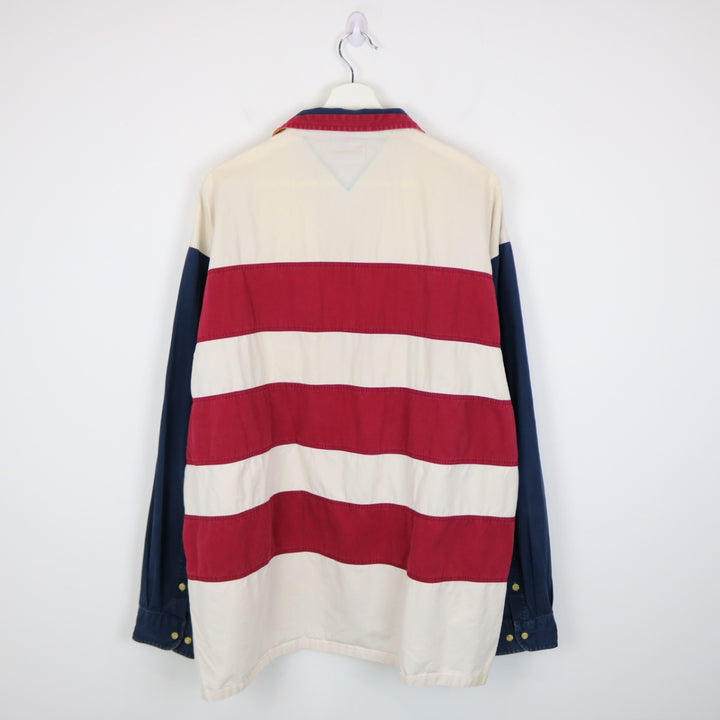 Vintage 90's Tommy Hilfiger Striped Long Sleeve Polo Shirt - XXL-NEWLIFE Clothing