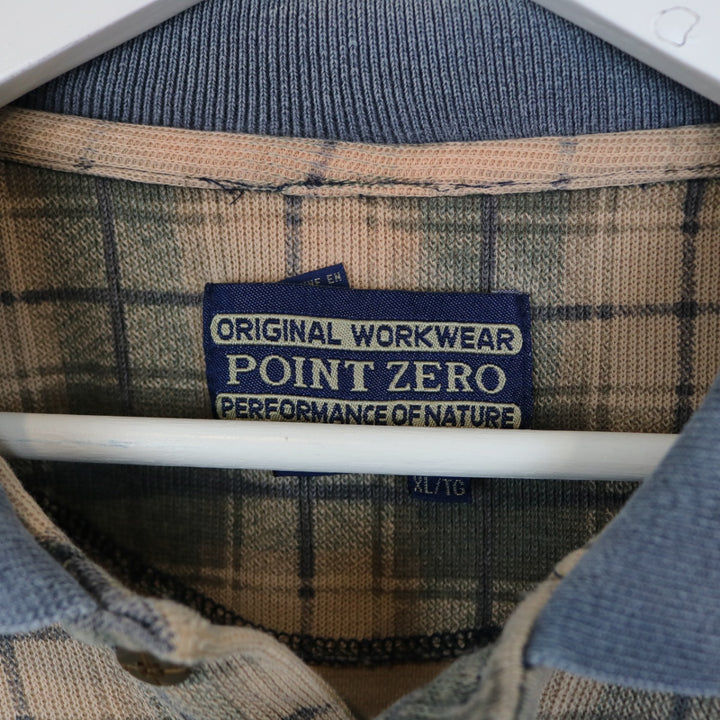 Vintage 90's Point Zero Plaid Long Sleeve Polo - XL-NEWLIFE Clothing