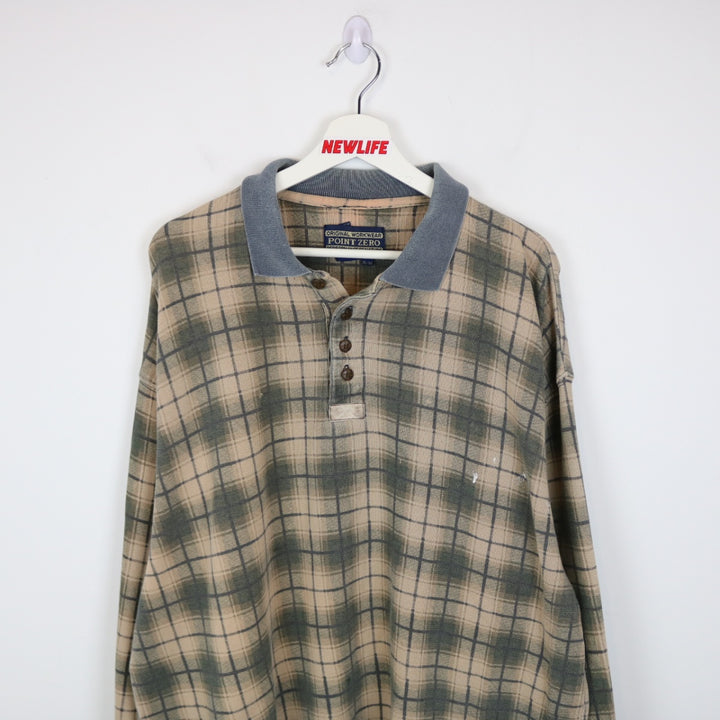 Vintage 90's Point Zero Plaid Long Sleeve Polo - XL-NEWLIFE Clothing