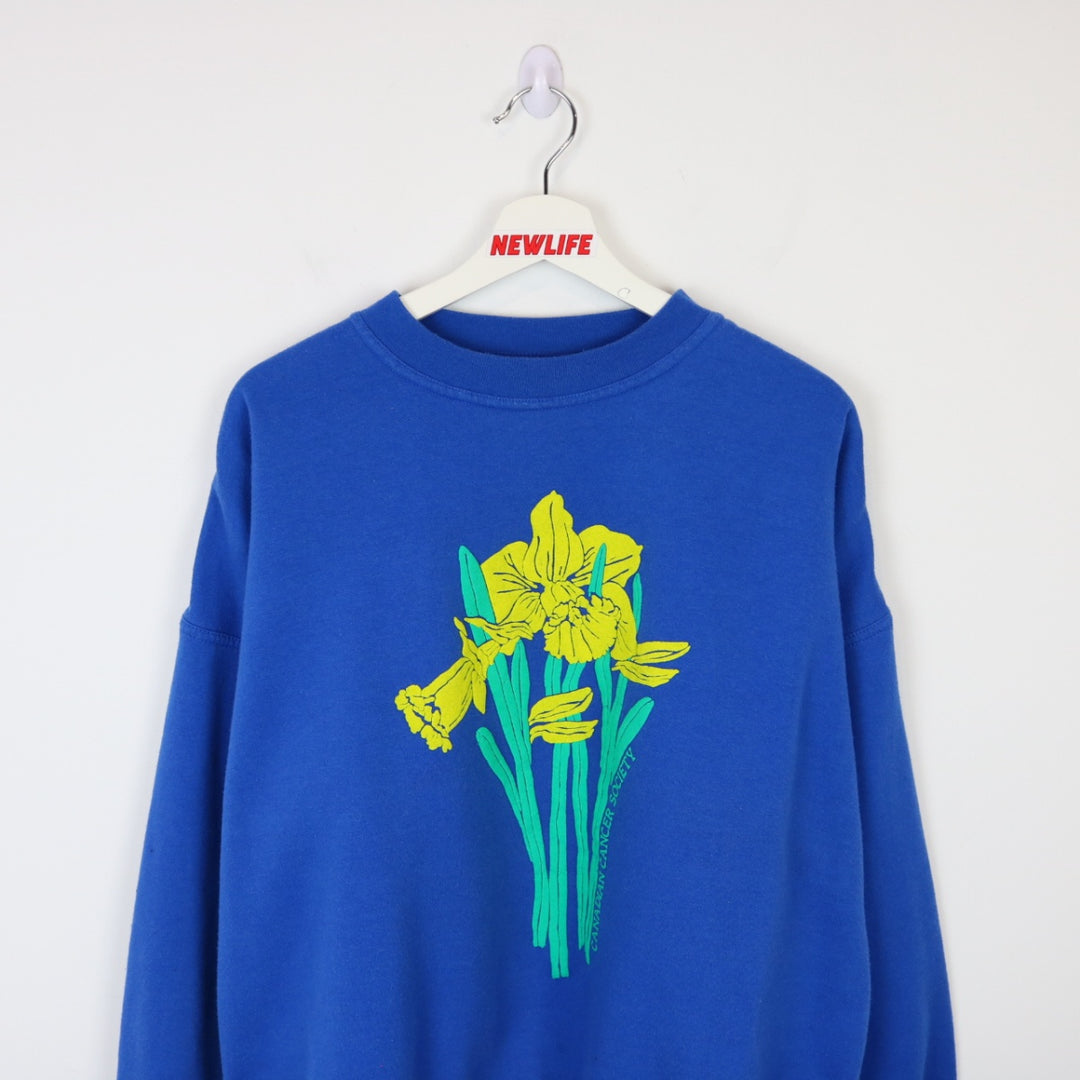 Vintage 80's Canadian Cancer Society Daffodil Crewneck - L-NEWLIFE Clothing