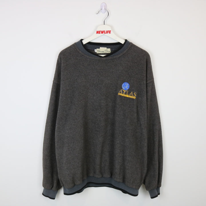 Vintage 90's Atlas Mutal Funds Fleece Sweater - L-NEWLIFE Clothing