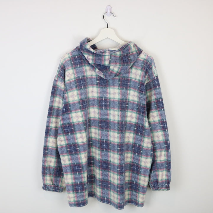 Vintage 90's Plaid Flannel Quarter Zip Hoodie - L-NEWLIFE Clothing