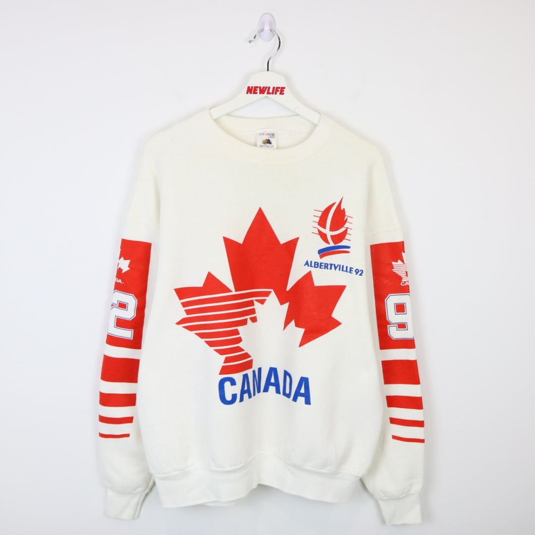 Vintage 1992 Albertville Olympic Winter Games Canada Crewneck - L-NEWLIFE Clothing