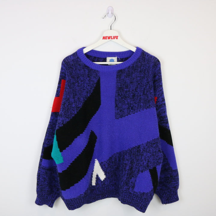 Vintage 80's Gigolo Patterned Knit Sweater - L-NEWLIFE Clothing