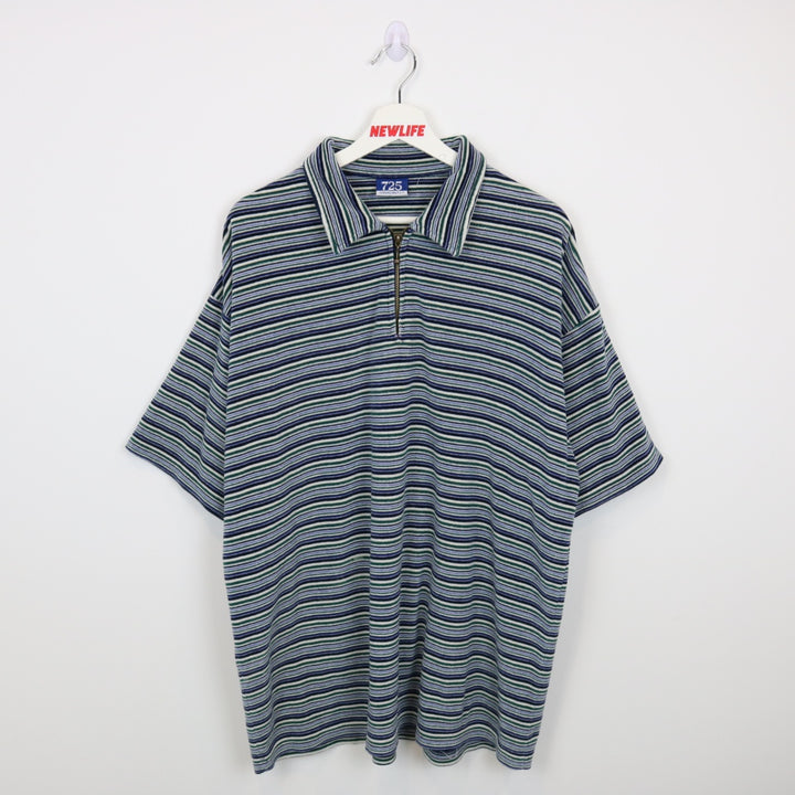 Vintage 90's Striped Velour Polo Shirt - XL-NEWLIFE Clothing