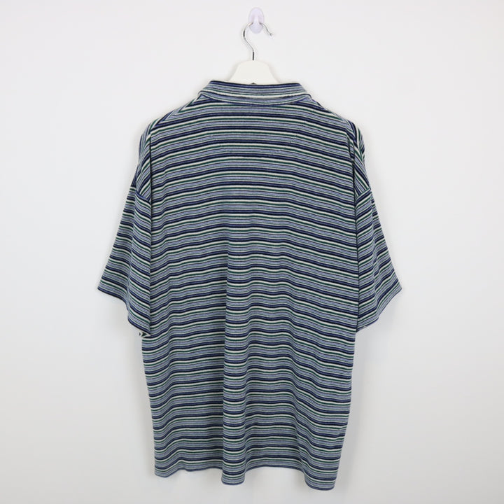 Vintage 90's Striped Velour Polo Shirt - XL-NEWLIFE Clothing