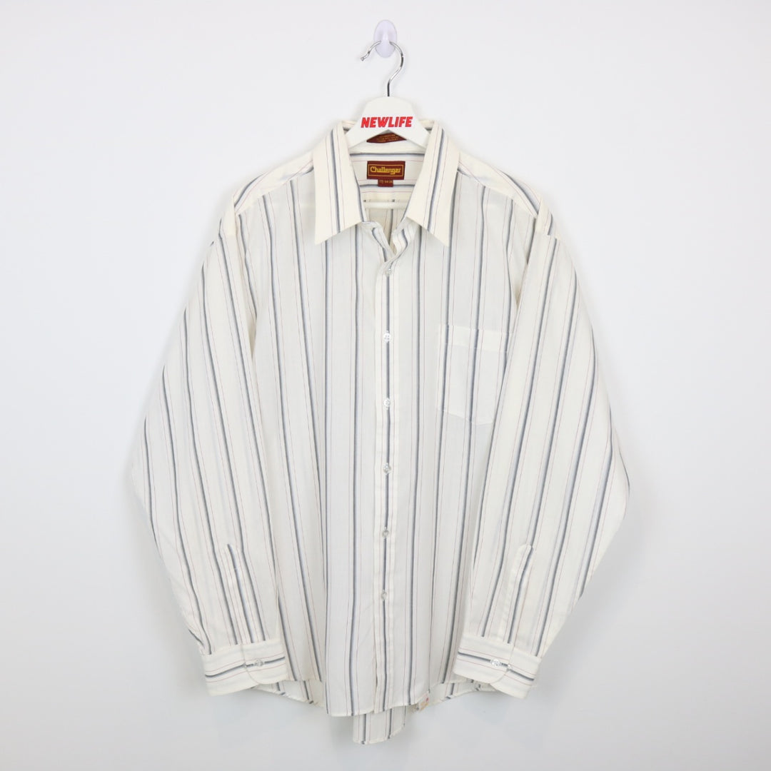 Vintage 80's Challenger Striped Button Up - XL-NEWLIFE Clothing