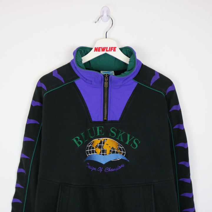 Vintage 90's Blue Skys Quarter Zip Sweater - M-NEWLIFE Clothing