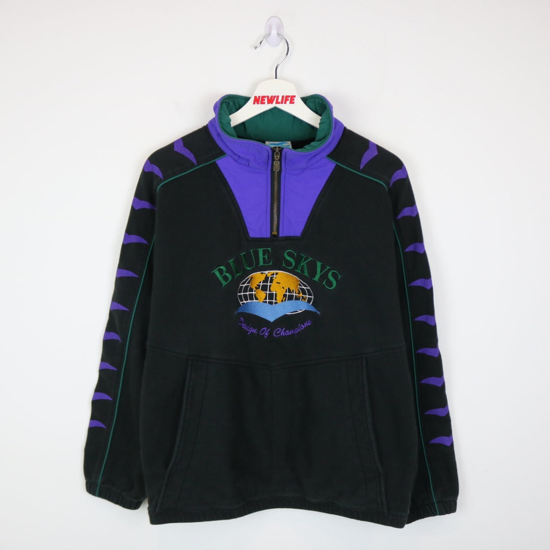 Vintage 90's Blue Skys Quarter Zip Sweater - M-NEWLIFE Clothing