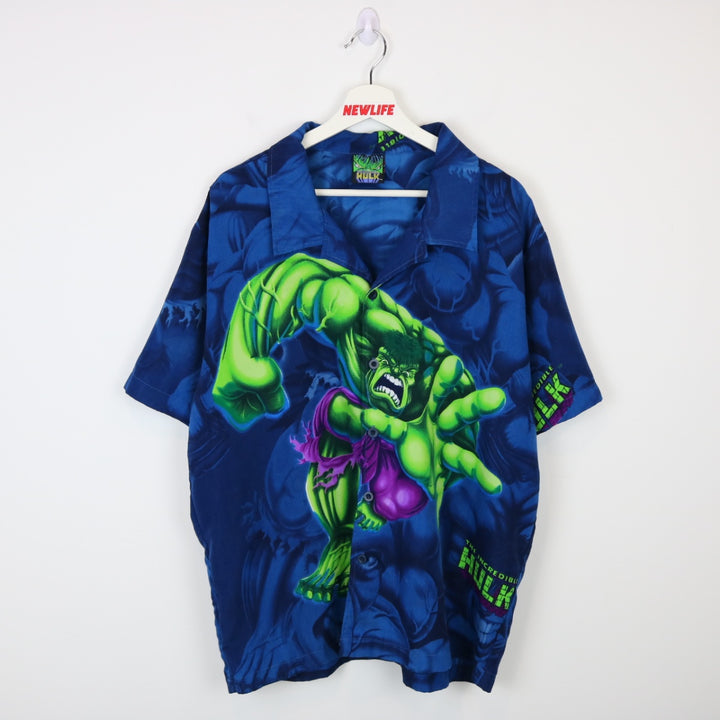 Vintage 2002 Marvel Incredible Hulk Short Sleeve Button Up - L-NEWLIFE Clothing