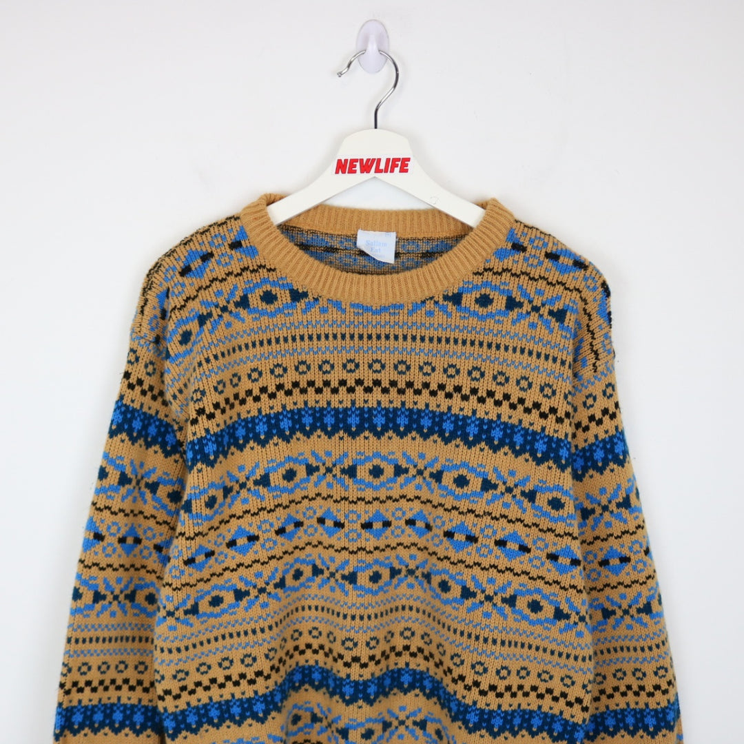 Vintage 80's Sallam Patterned Knit Sweater - M-NEWLIFE Clothing